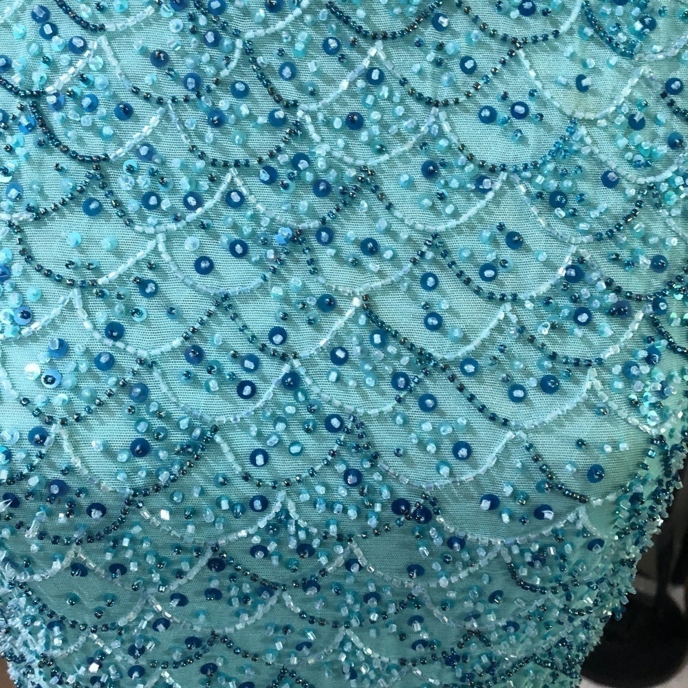 𝅺ESCADA Vintage '90s Sleeveless Turquoise Beaded Shell Top M - Picture 3 of 15
